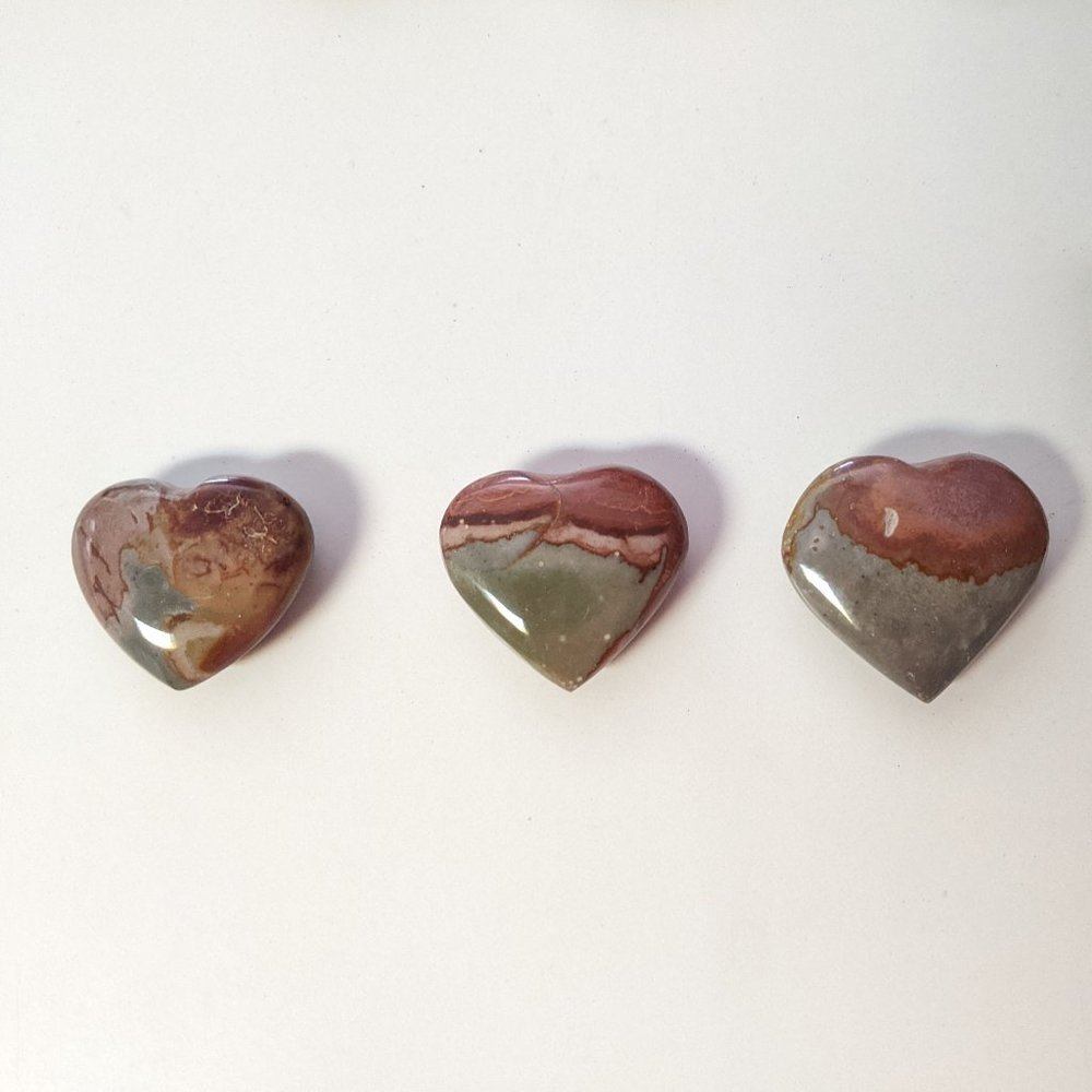 Polychrome Jasper Heart from Madagasgar: approx 1.25" LOT OF 4 - A1